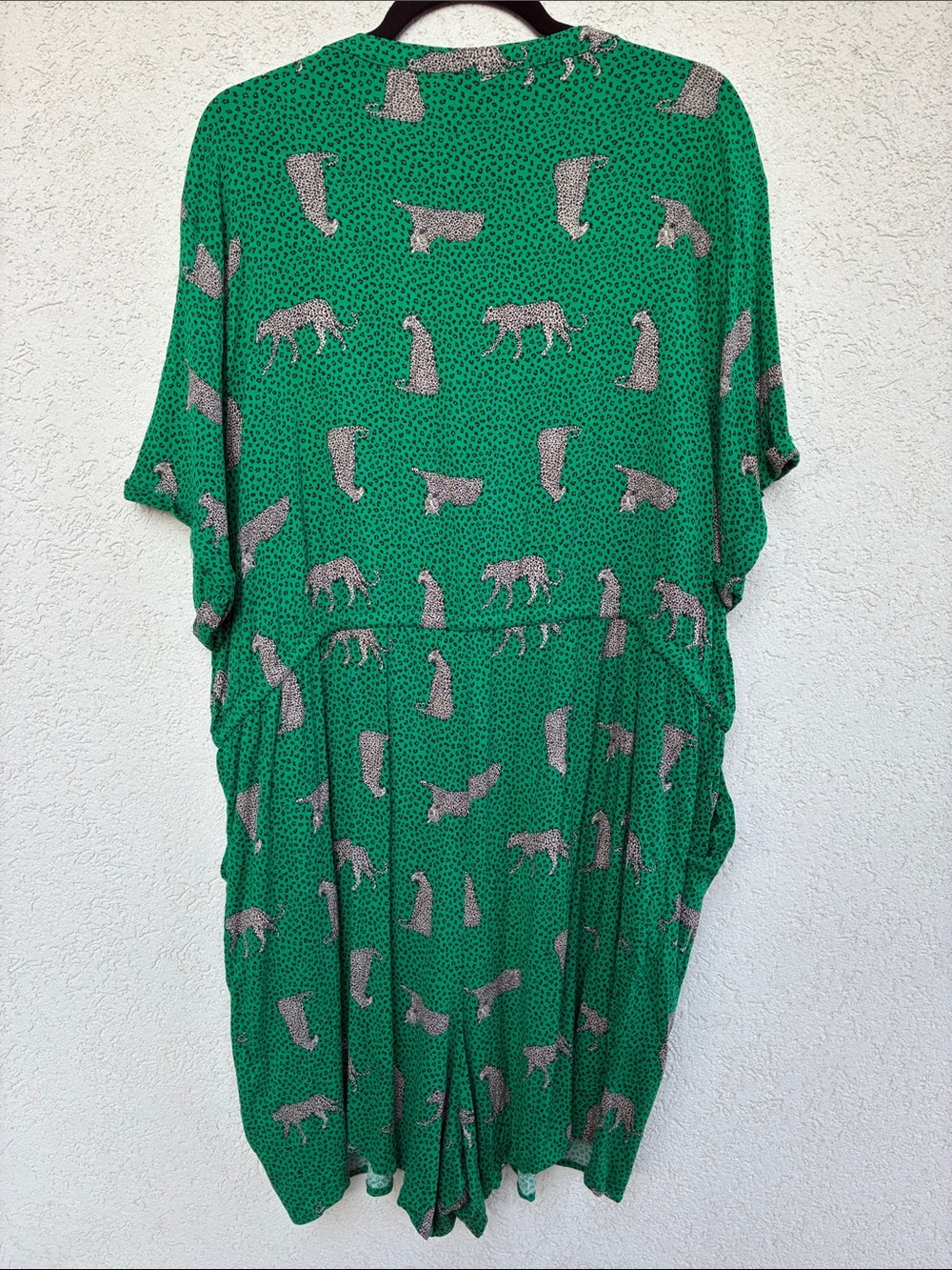 TORRID Green leopard print v neck button up tie waist romper with pockets! - Picture 8 of 9